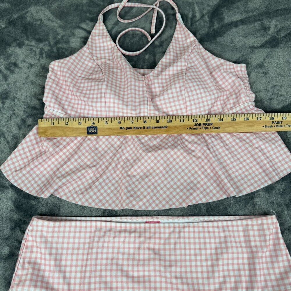 Women Simply Southern 2pc Tankini Pink Gingham XL Swimwear Bathing Suit Bikini - Picture 3 of 10